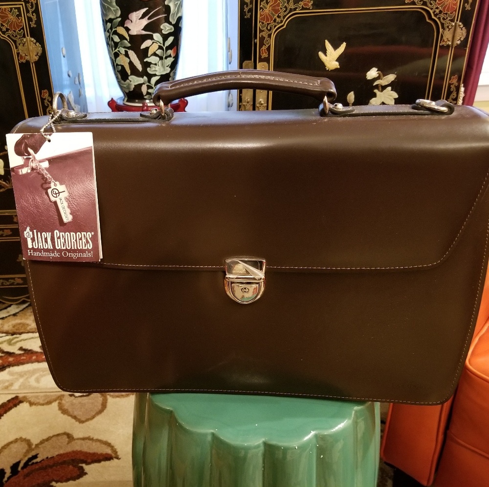 Brand New Jack Georges Brown Briefcase